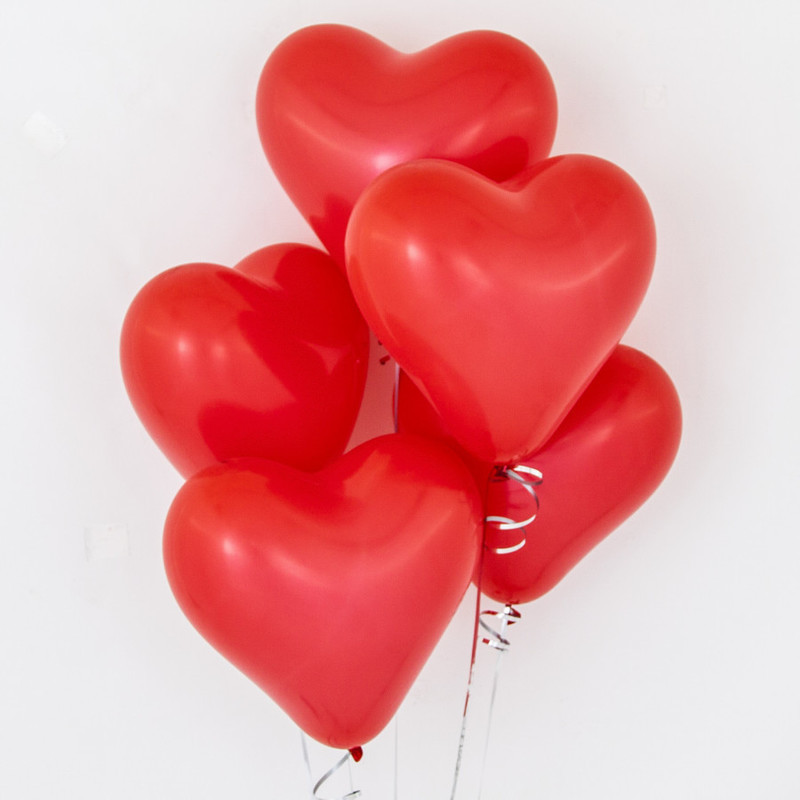 5 heart balloons, standart