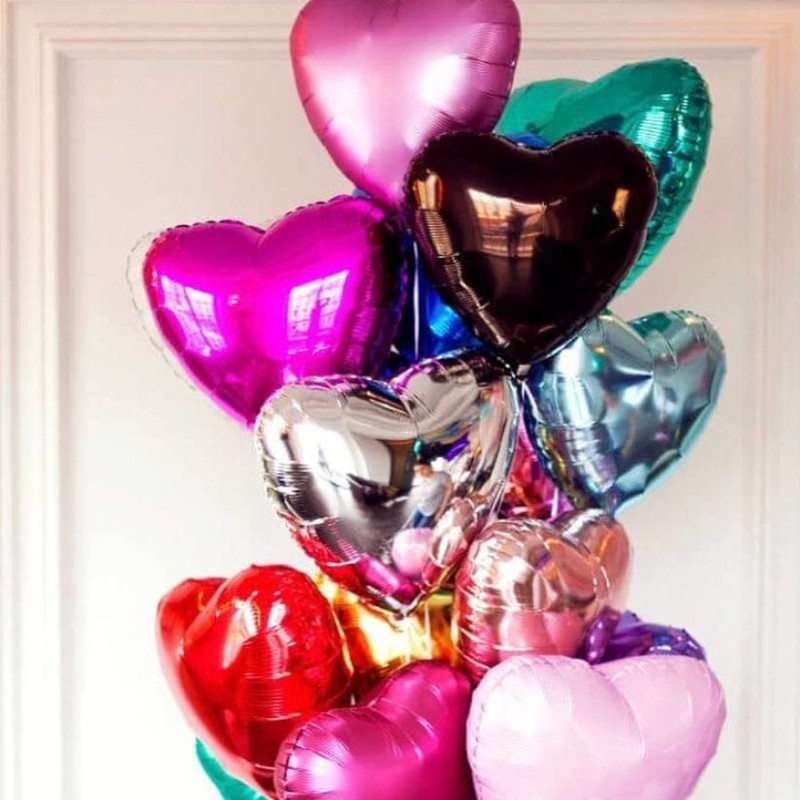 15 colorful hearts, standart