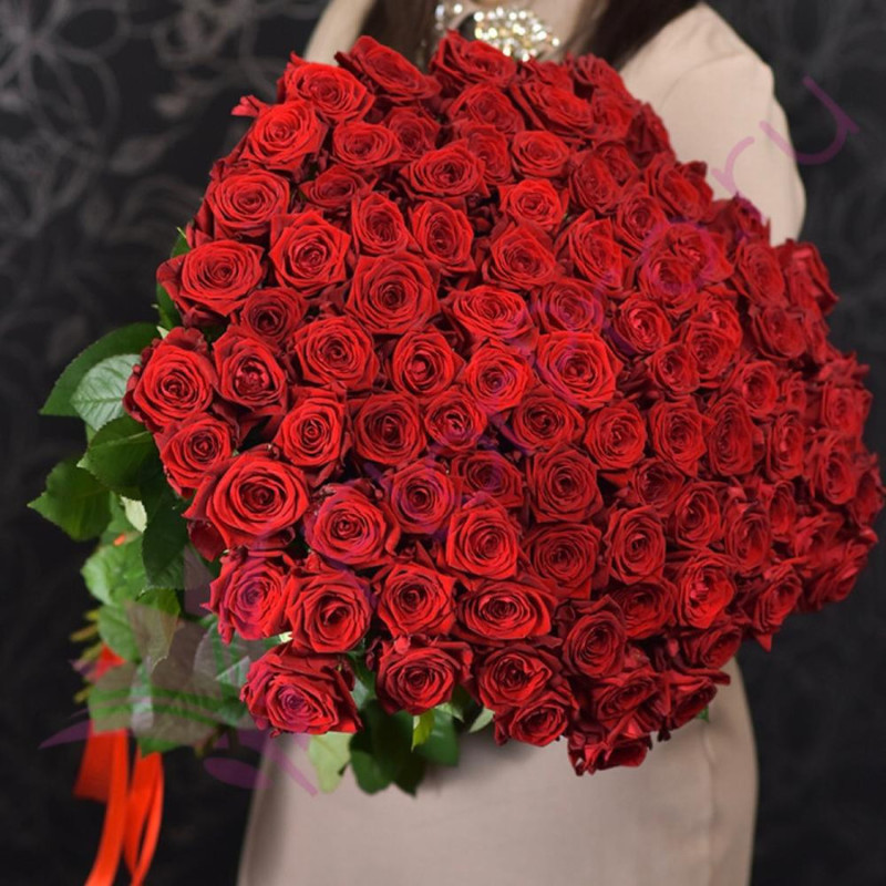 Bouquet of 101 red roses 70 cm, standart