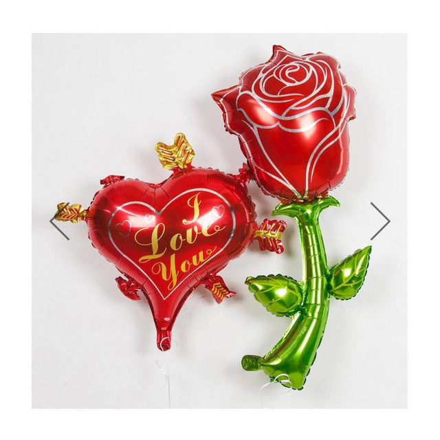 Фольгированные шары сердце и роза, стандартный