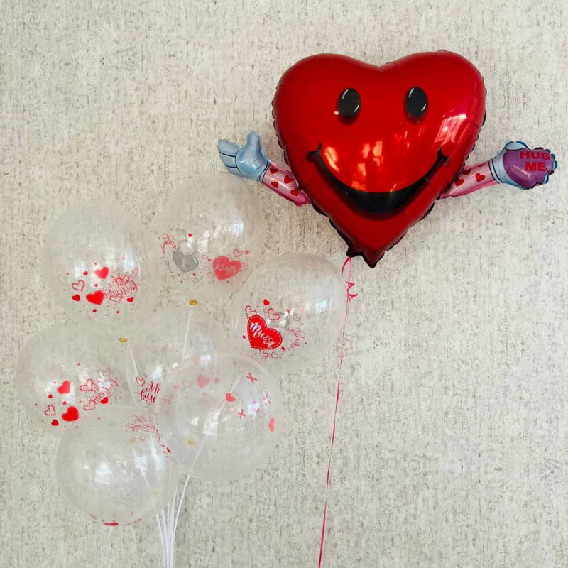 Воздушные шарики на день влюблённых с фольгированным сердцем, стандартный