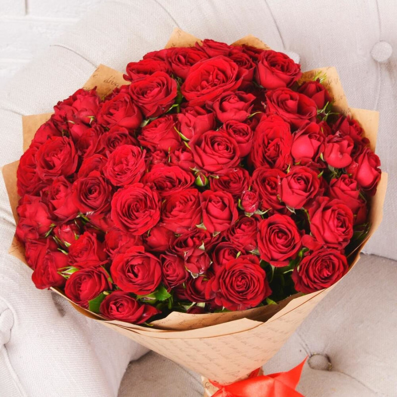 19 red spray roses in craft, standart