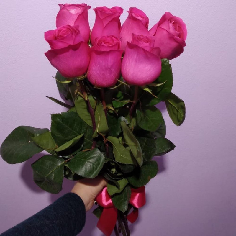 7 Розовых роз Эквадор, стандартный