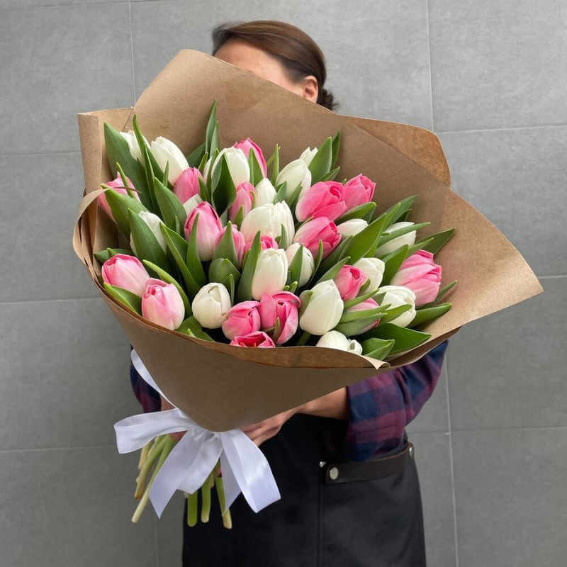 Monobouquet “Tenderness” of 39 tulips, standart