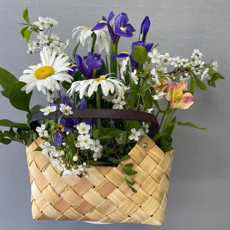 Composition of daisies and irises "Chamomile happiness", standart