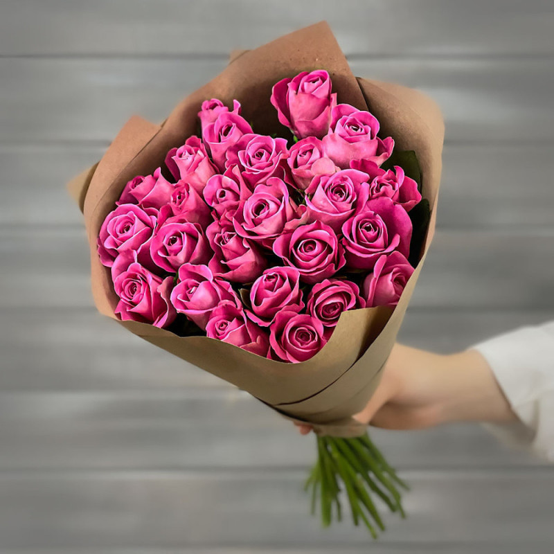 Bouquet of pink roses 40 cm in craft, premium