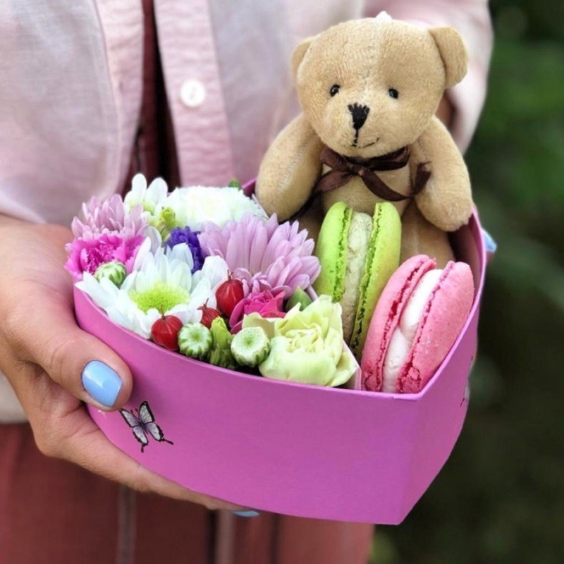 Compliment box with teddy bear and pasta, standart