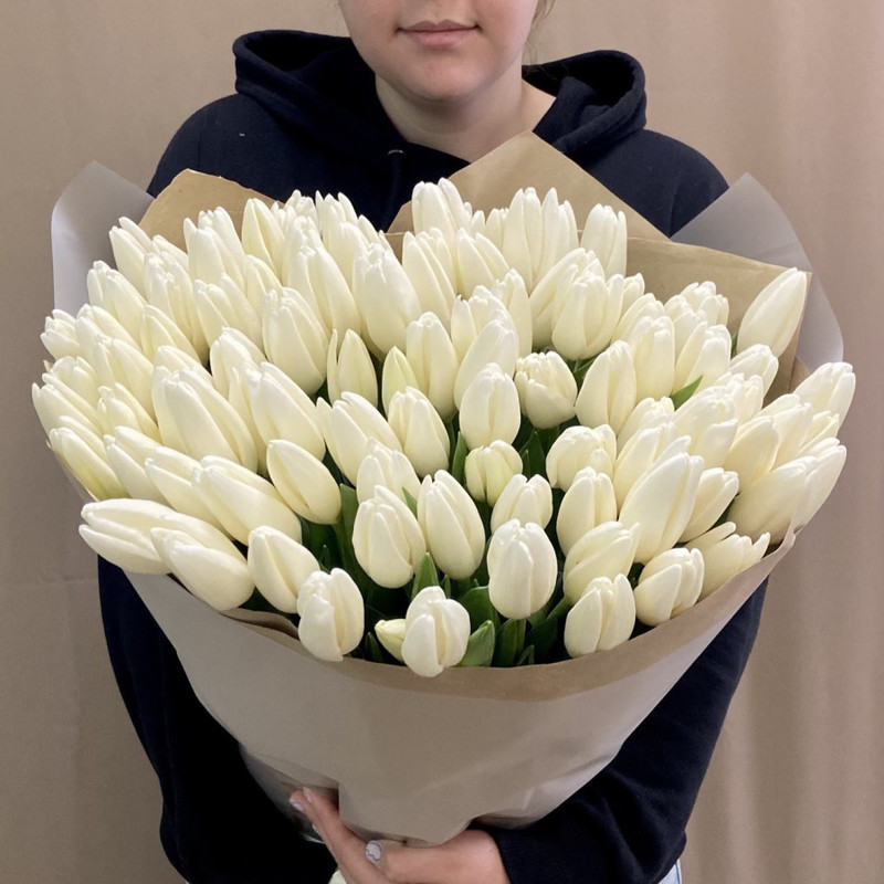 Monobouquet of 101 white tulips, standart