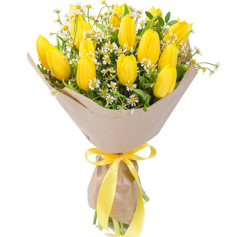 Bouquet with daisies and tulips, standart