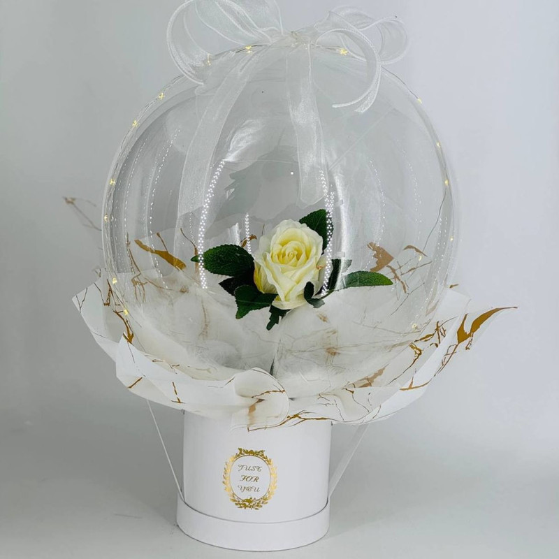 Designer bouquet of roses in a bubbles ball, standart