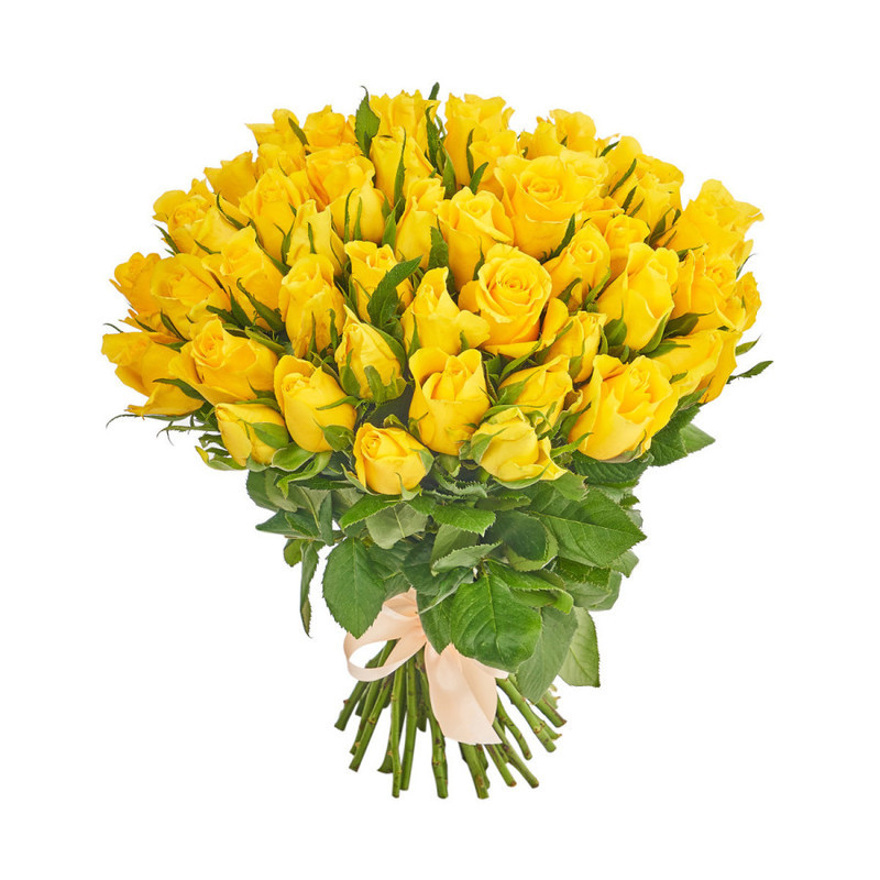Bouquet of 51 yellow Kenyan roses, standart