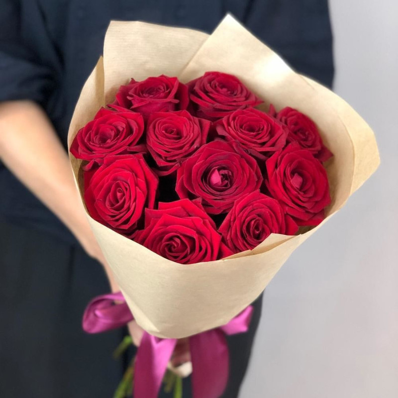 11 red roses in craft, standart