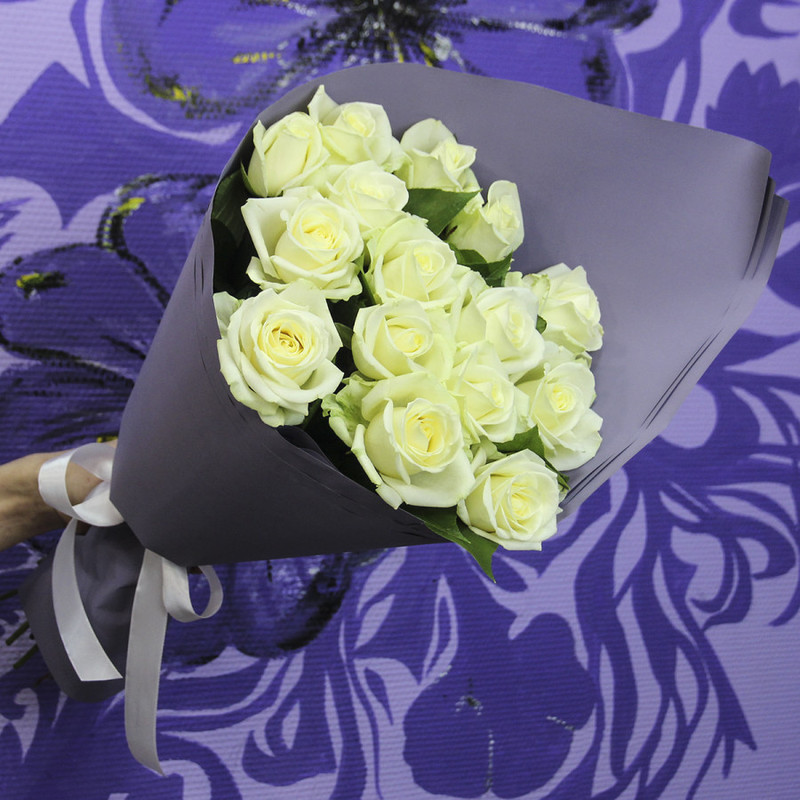 15 white roses 60 cm per pack, standart
