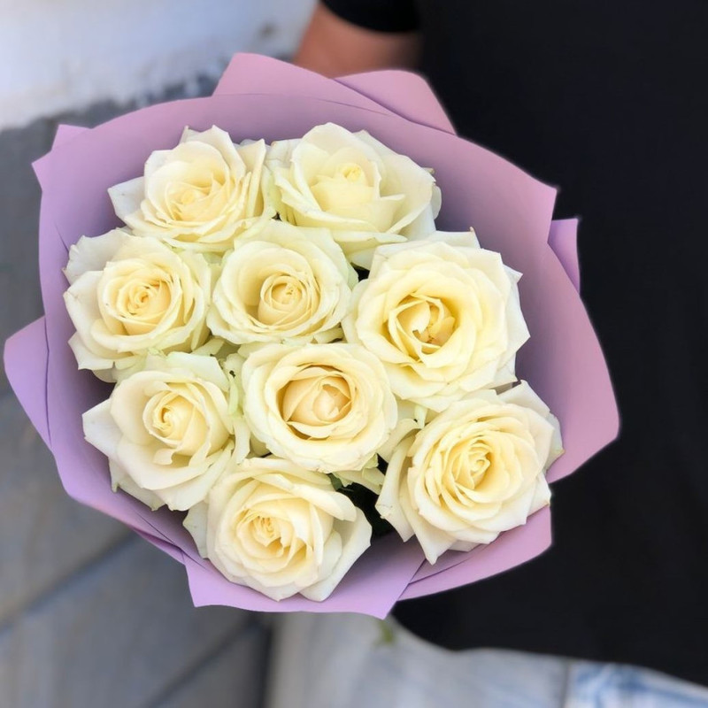 9 white roses per pack, standart
