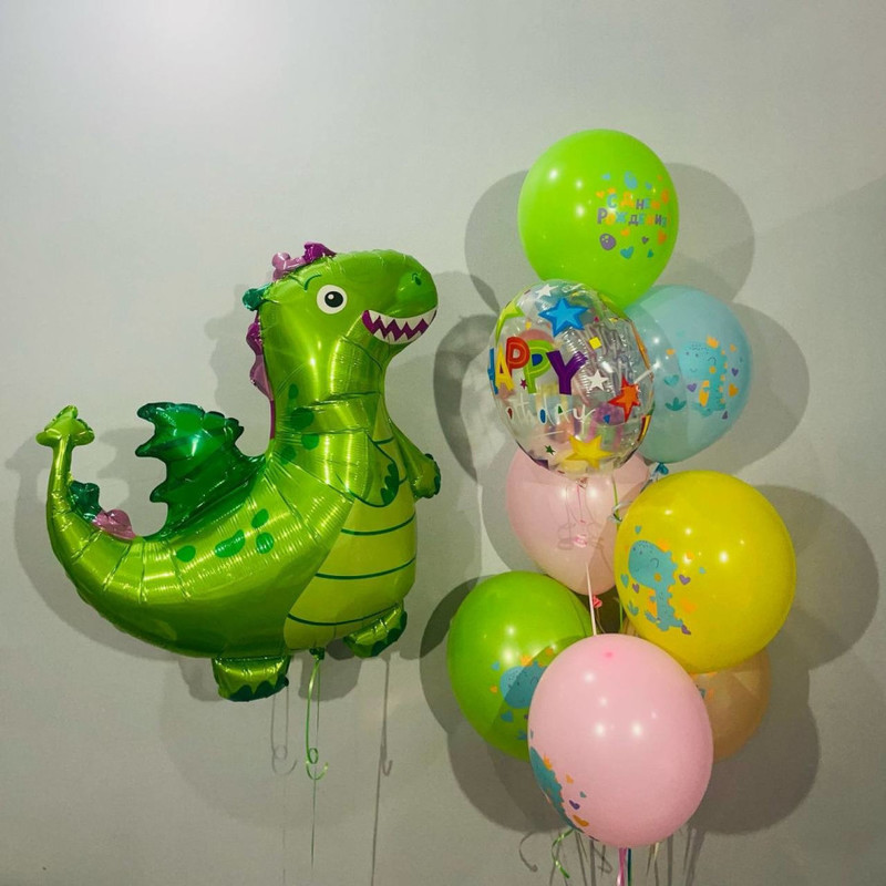 Набор шаров  на день рождения с динозавром, стандартный