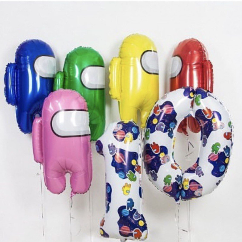 Воздушные шары на праздник с цифрами и фигурами Амонг Ас, стандартный