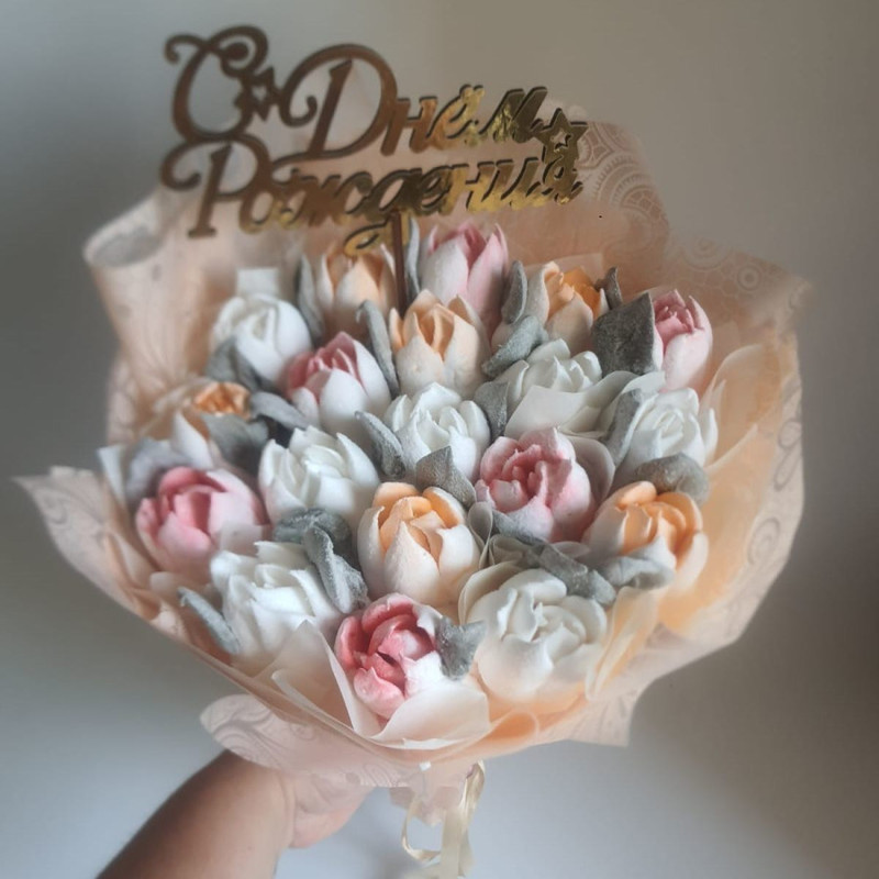 Bouquet of marshmallow flowers "Peach", standart