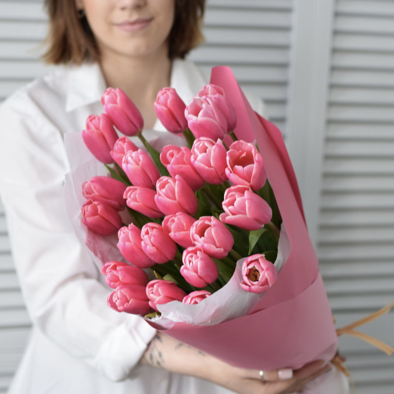 Bouquet of pink selection tulips, standart