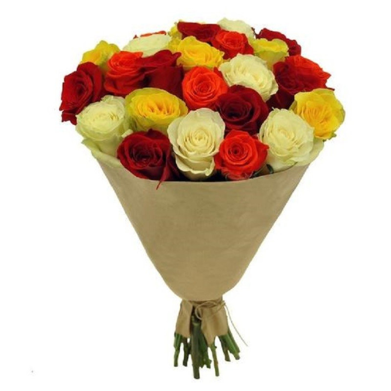 25 Multicolored Roses 50cm., standart