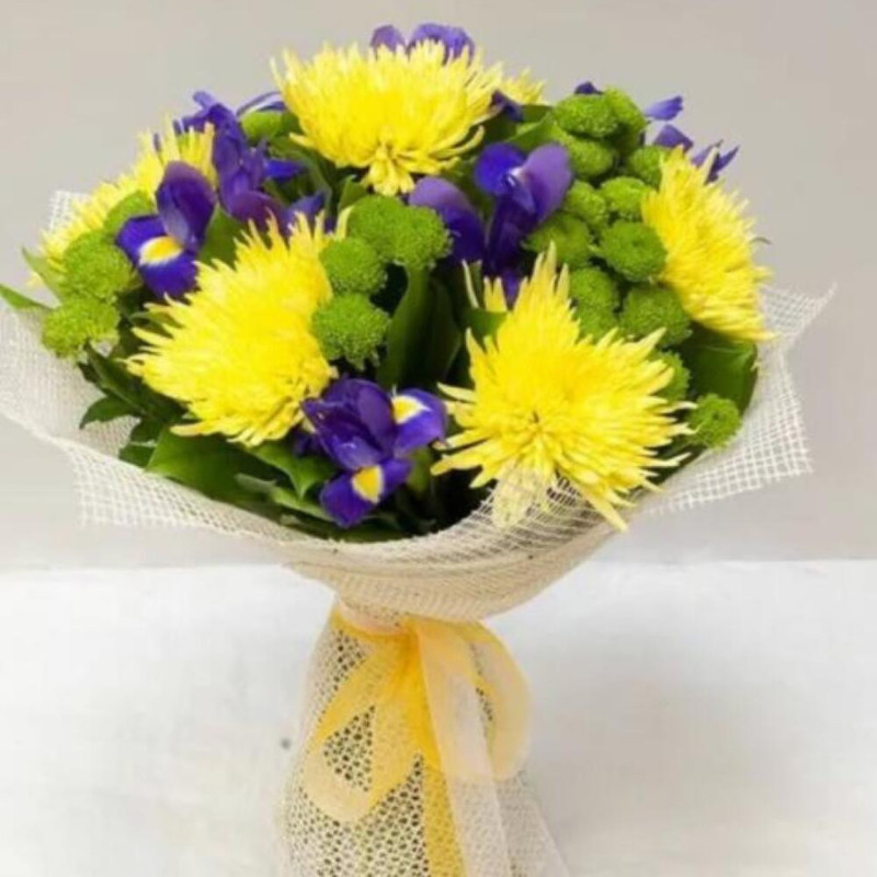 Bouquet of 51 yellow-white chrysanthemums Single