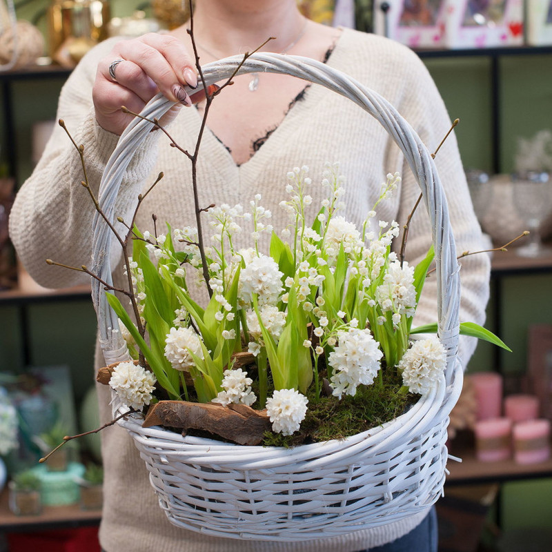 Basket with lilies of the valley and hyacinths "Tales of the Brothers Grimm", standart