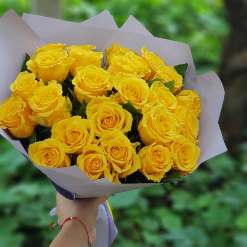 Bouquet of 25 yellow roses 40 cm, standart