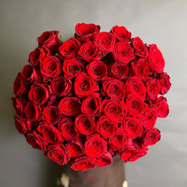 Букет из 51 красной эквадорской розы с большим бутоном 50 см