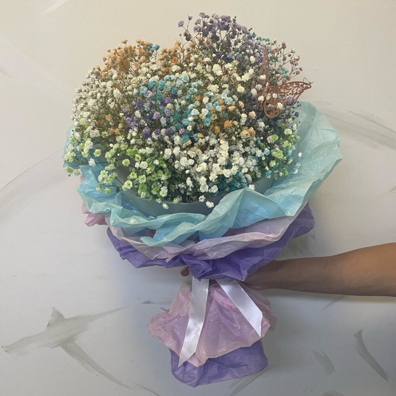 Bouquet of rainbow gypsophila 7 pieces, standart