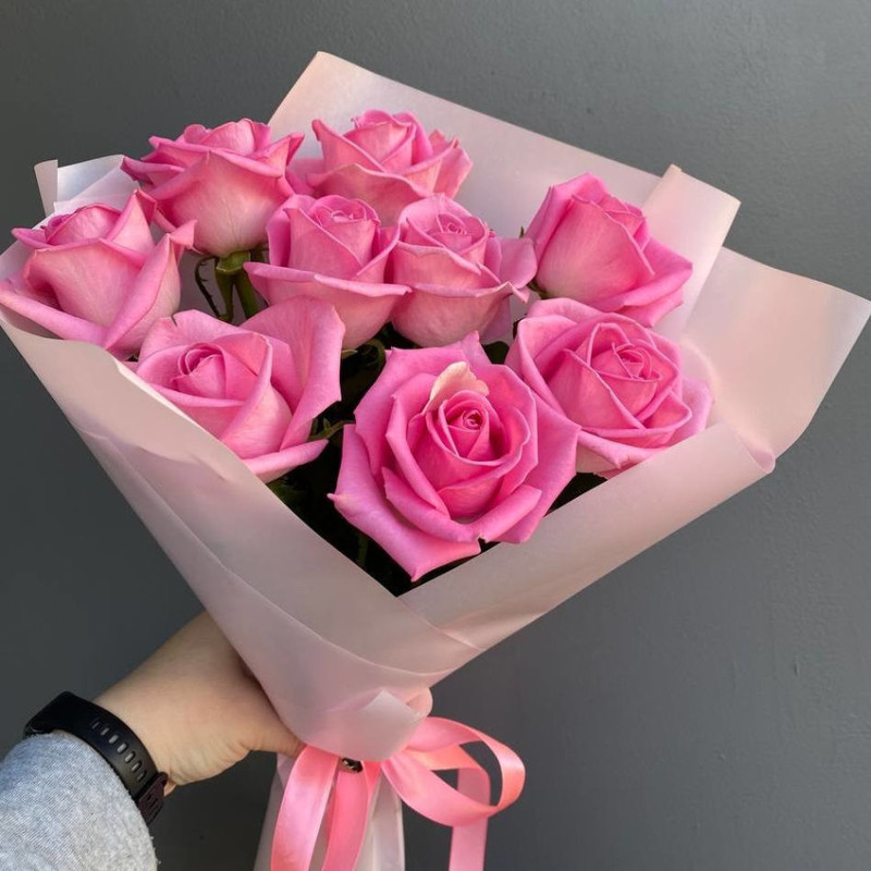 9 pink roses, standart