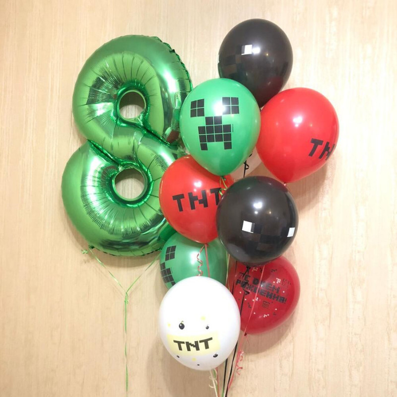 Balloons pixel minecraft with number, standart