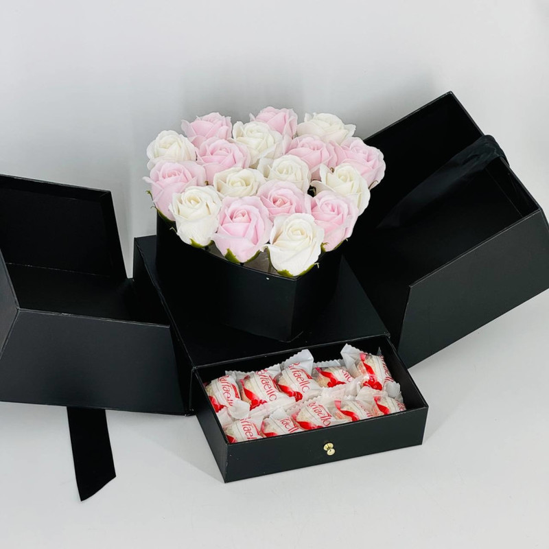 Wedding anniversary gift surprise box with soap roses, standart