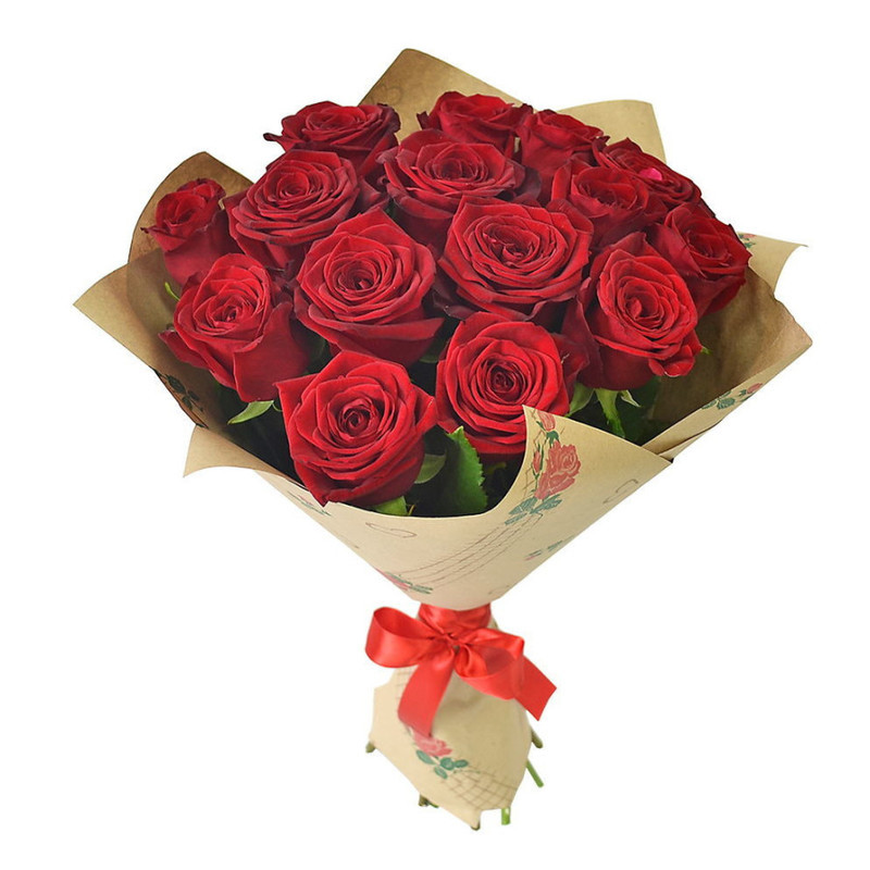 Розы Ред Наоми 60 см, 15 шт. в крафте, стандартный