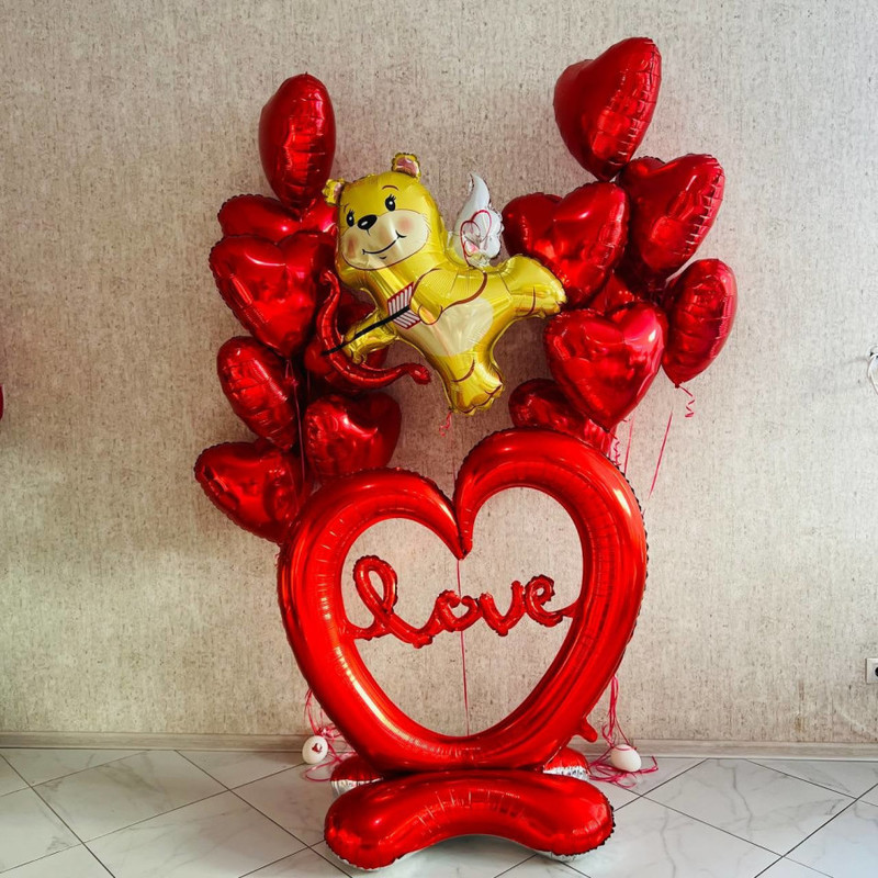 Photo zone made of balloons for February 14, standart