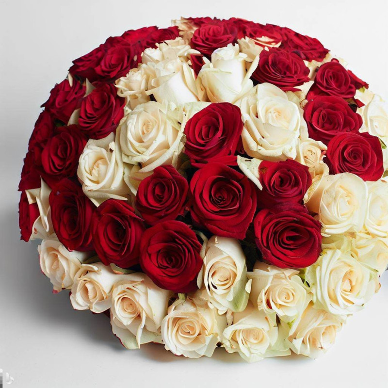 101 mixed roses 60 cm, standart