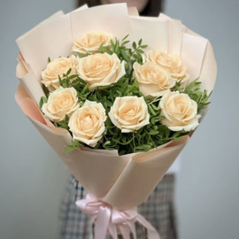 Bouquet of roses with greenery