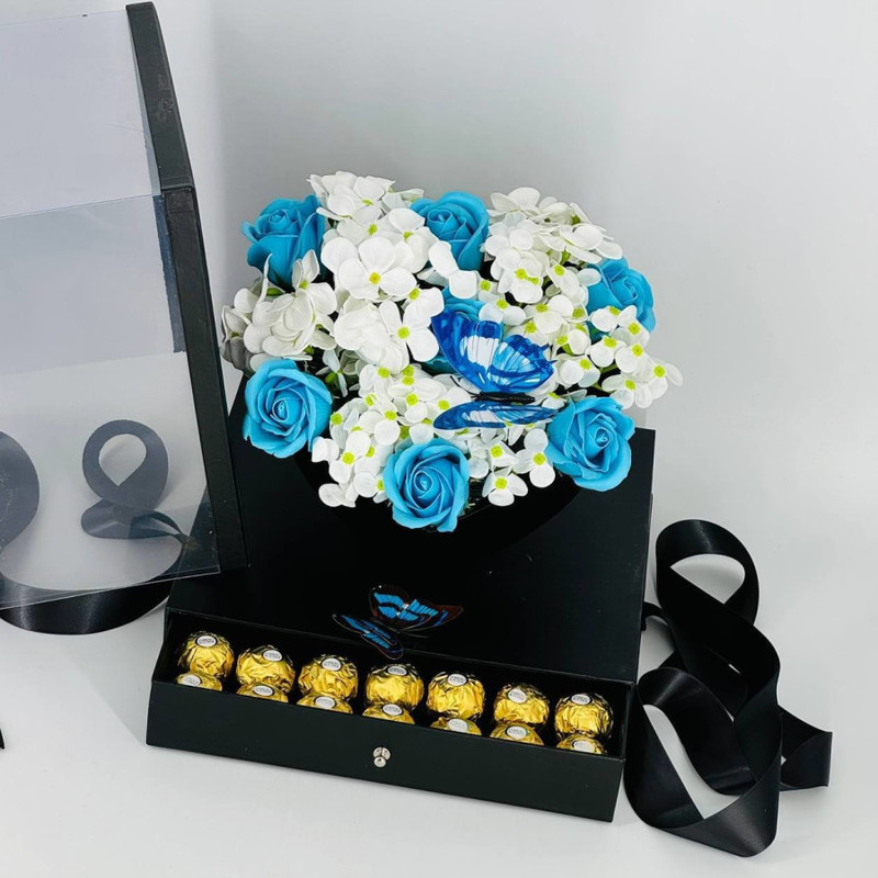 Gift for your beloved girl surprise box with soap roses flowers, standart