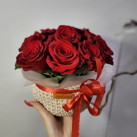 Red rose in a basket