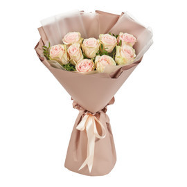 Букет из 9 нежно-розовых роз с пистакией
