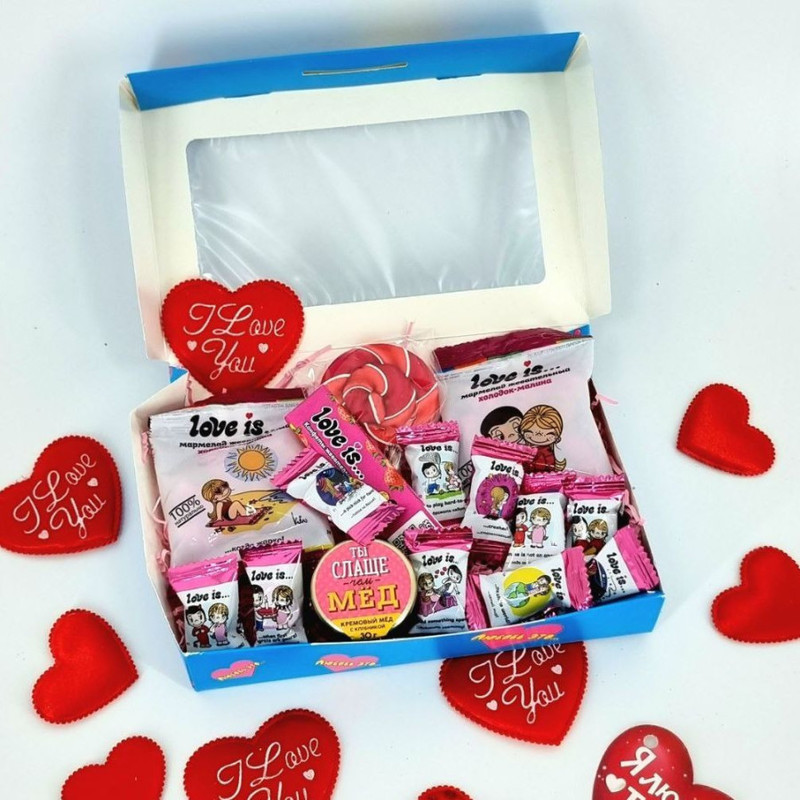 Gift for your girlfriend on February 14 sweet box Love is, standart