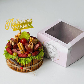 Cake of snacks and sausages