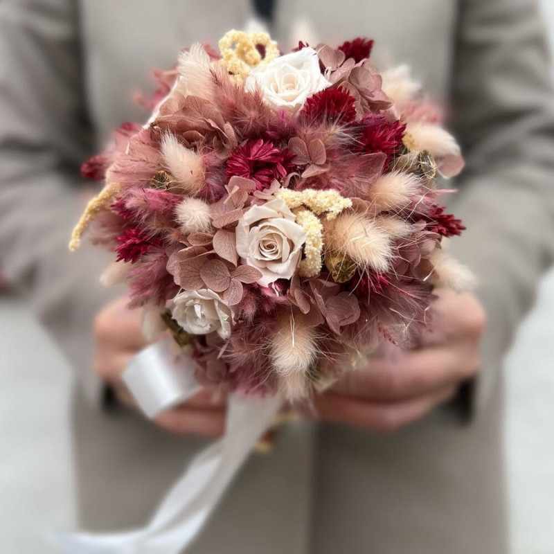 Bride's bouquet of dried flowers Powdery dream, standart