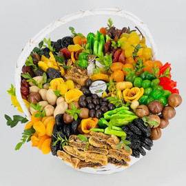 Huge basket of dried fruits and nuts