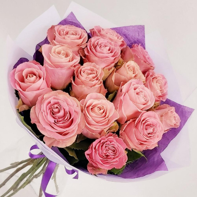 15 pink roses, standart