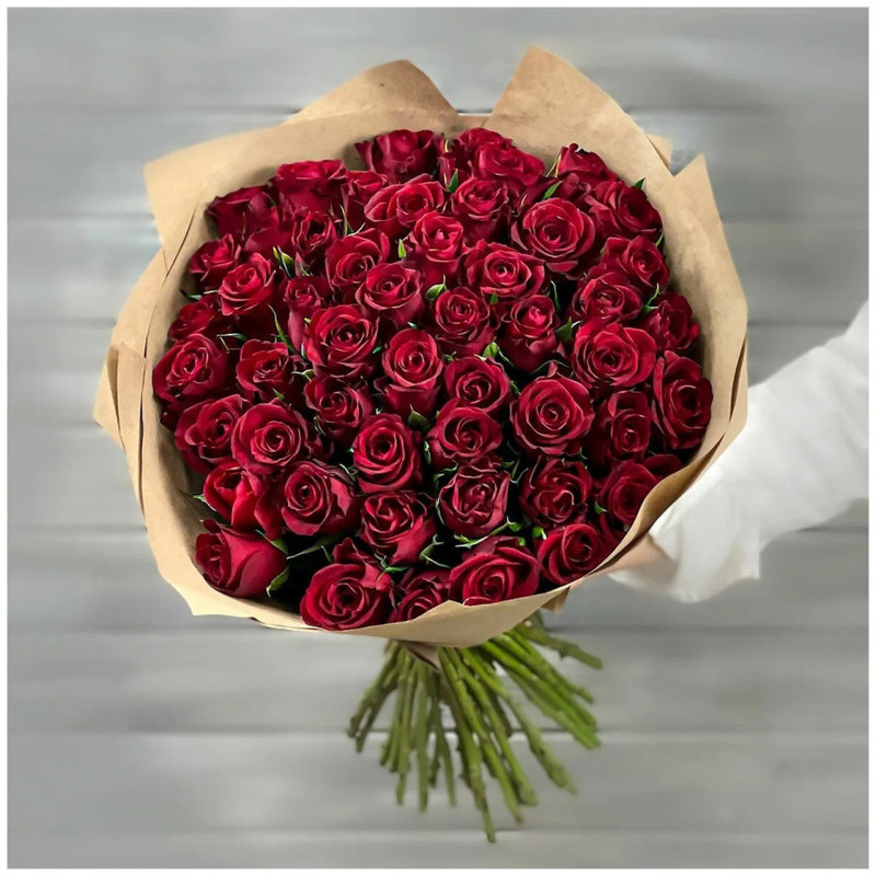 Bouquet of 51 red roses 40cm in craft, standart