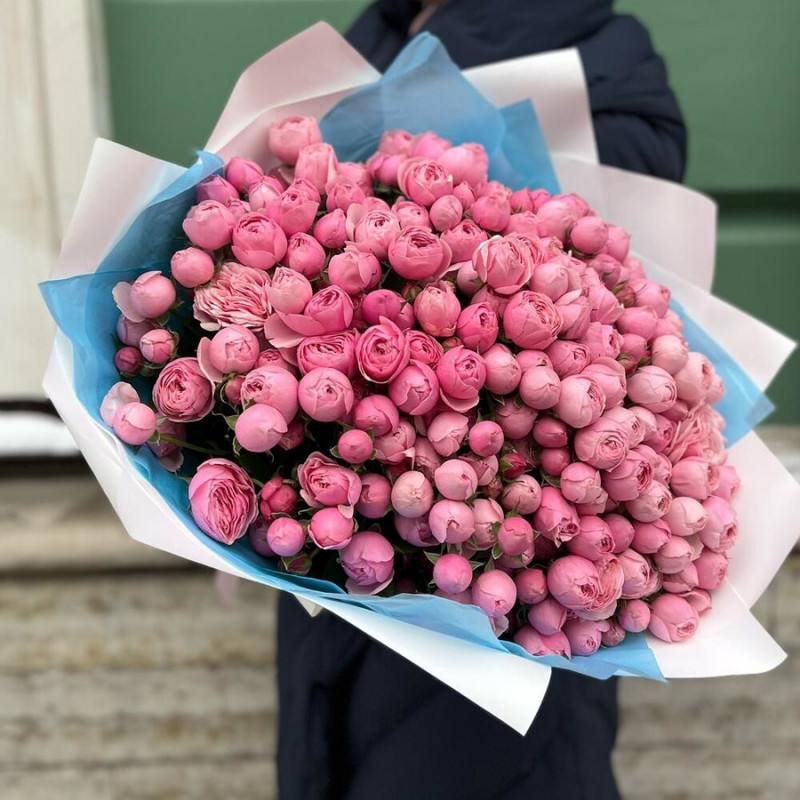 Super bouquet of 51 peony roses Silva pink, standart