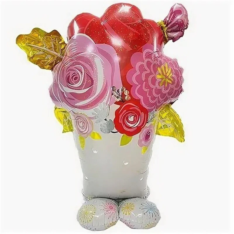 Floor walking ball vase with flowers for February 14, standart