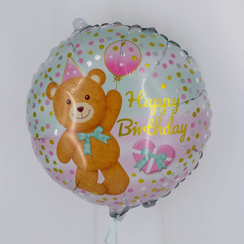 Воздушный шар с мишкой на День рождения, стандартный