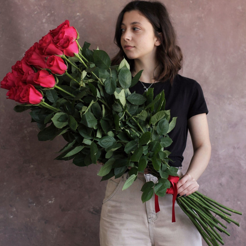 Bouquet of 25 roses Hot Explorer 100 cm, standart