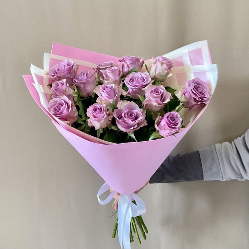 Monobouquet of 15 lilac roses, standart