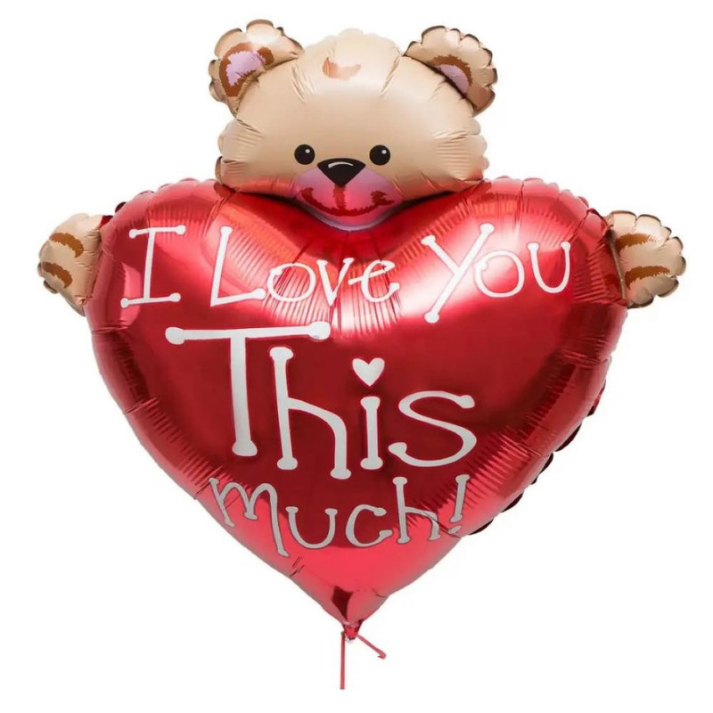 Heart balloon with teddy bear, standart